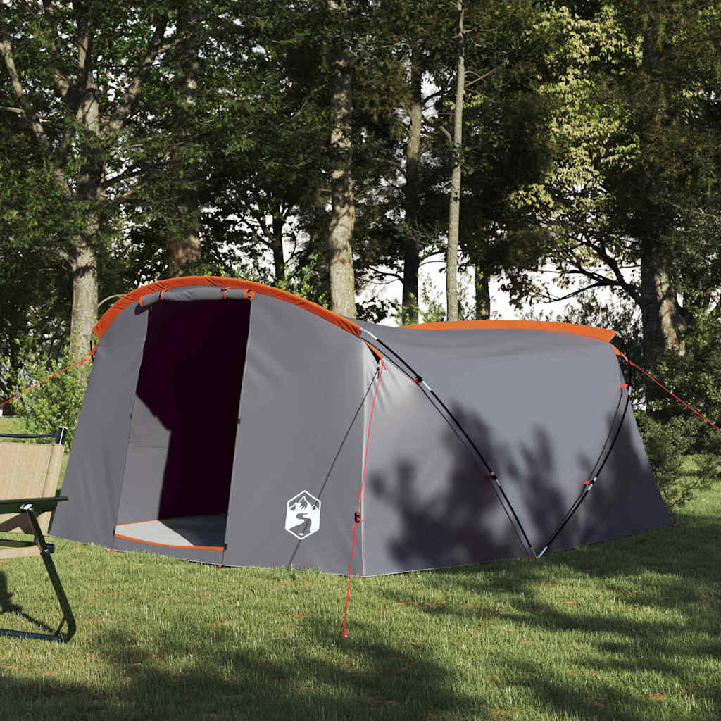 Tunnel Tent 4-Person met dak Grijs en Oranje 318 x 275 x 140 cm is nu te koop bij PeponiXL, paradijselijk wonen!