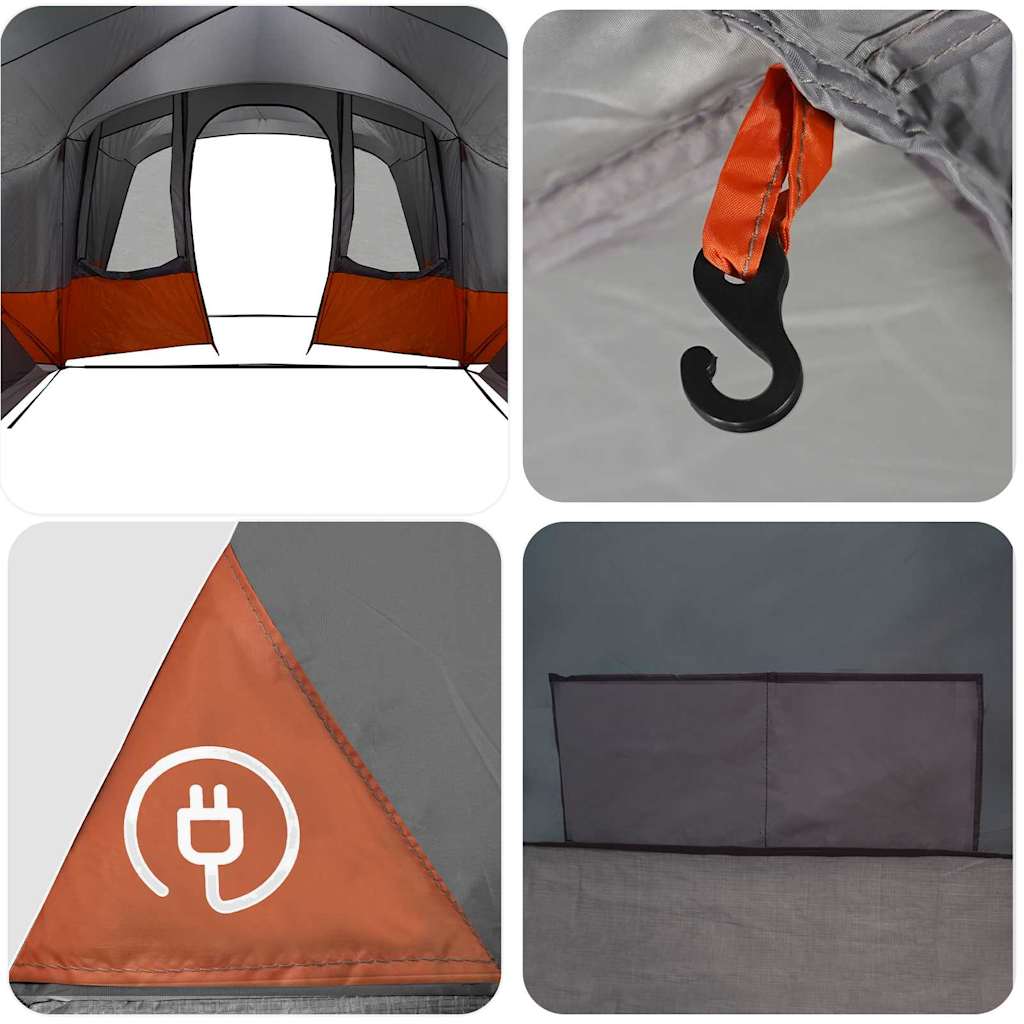 Familietent voor 12 Personen Grijs en Oranje 760 x 645 x 230 cm is nu te koop bij PeponiXL, paradijselijk wonen!