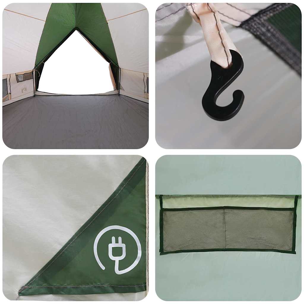 Teepee Tent voor 10 Personen Groen en Wit 567 x 470 x 242 cm is nu te koop bij PeponiXL, paradijselijk wonen!