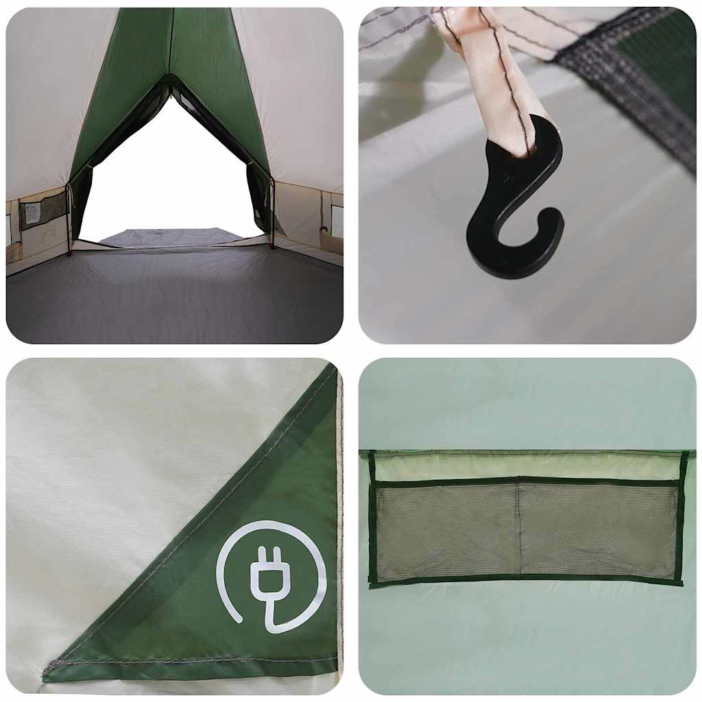 Teepee Tent 8-Persoon met dak Groen en Wit 490 x 410 x 210 cm is nu te koop bij PeponiXL, paradijselijk wonen!
