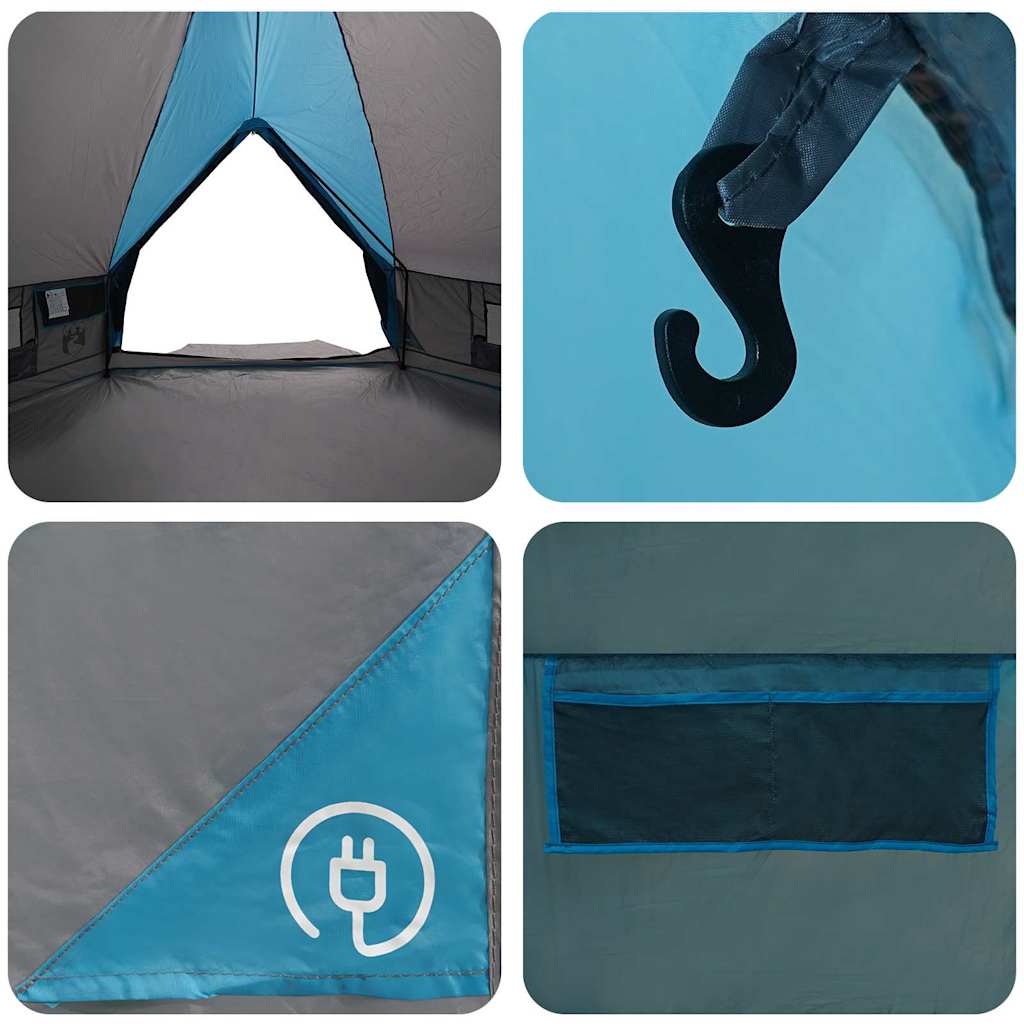 Teepee Tent 8-Persoon met dak Blauw en Grijs 490 x 410 x 210 cm is nu te koop bij PeponiXL, paradijselijk wonen!