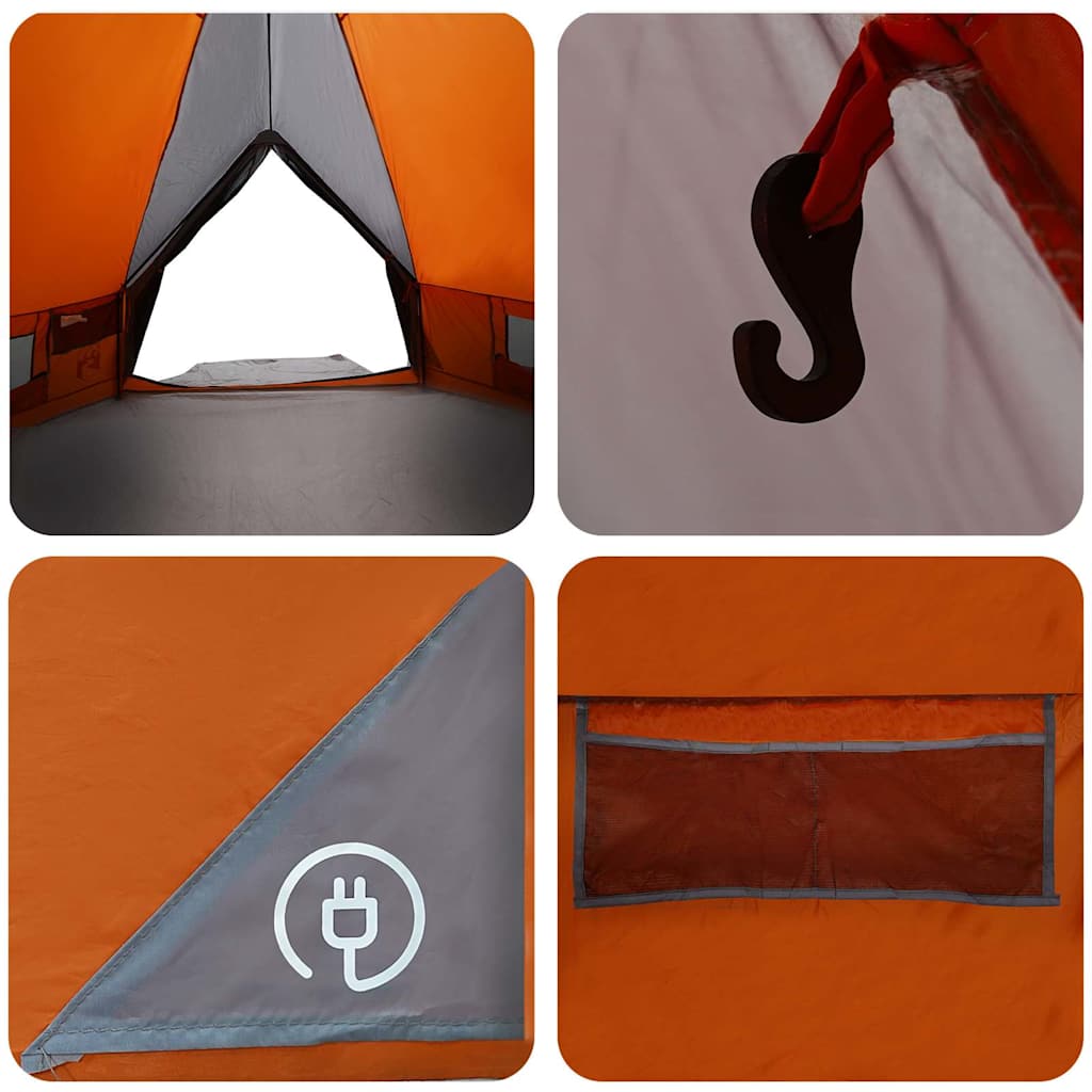 Teepee Tent 8-Persoon Grijs en Oranje 490 x 410 x 210 cm is nu te koop bij PeponiXL, paradijselijk wonen!