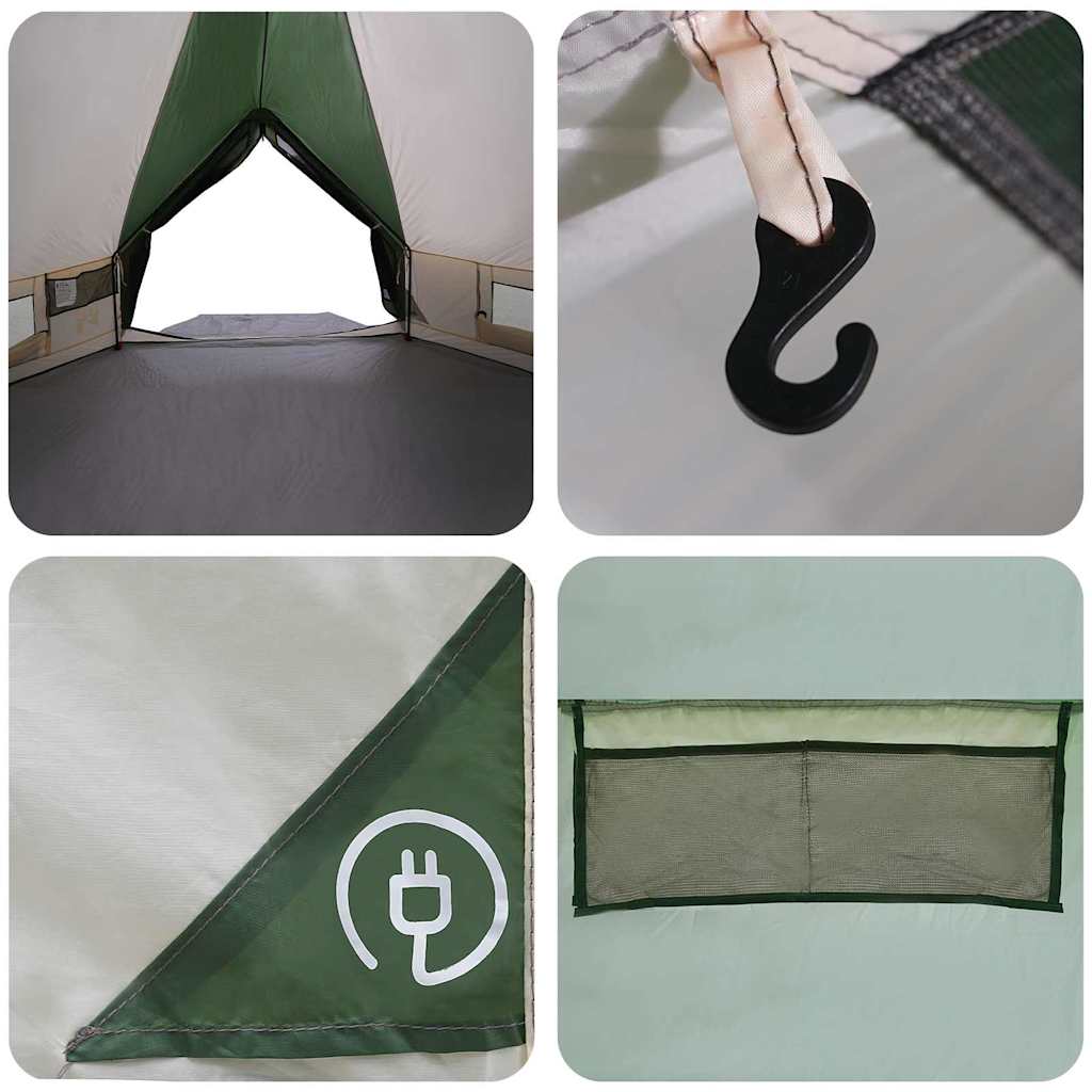 Teepee Tent voor 6 Personen Groen en Wit 431 x 366 x 185 cm is nu te koop bij PeponiXL, paradijselijk wonen!