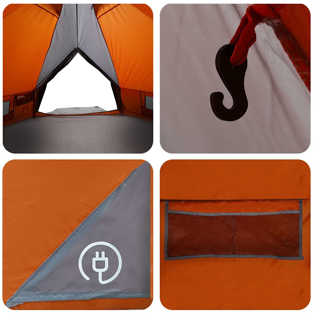 Teepee Tent 4-Person met dak Grijs en Oranje 388 x 320 x 169 cm is nu te koop bij PeponiXL, paradijselijk wonen!