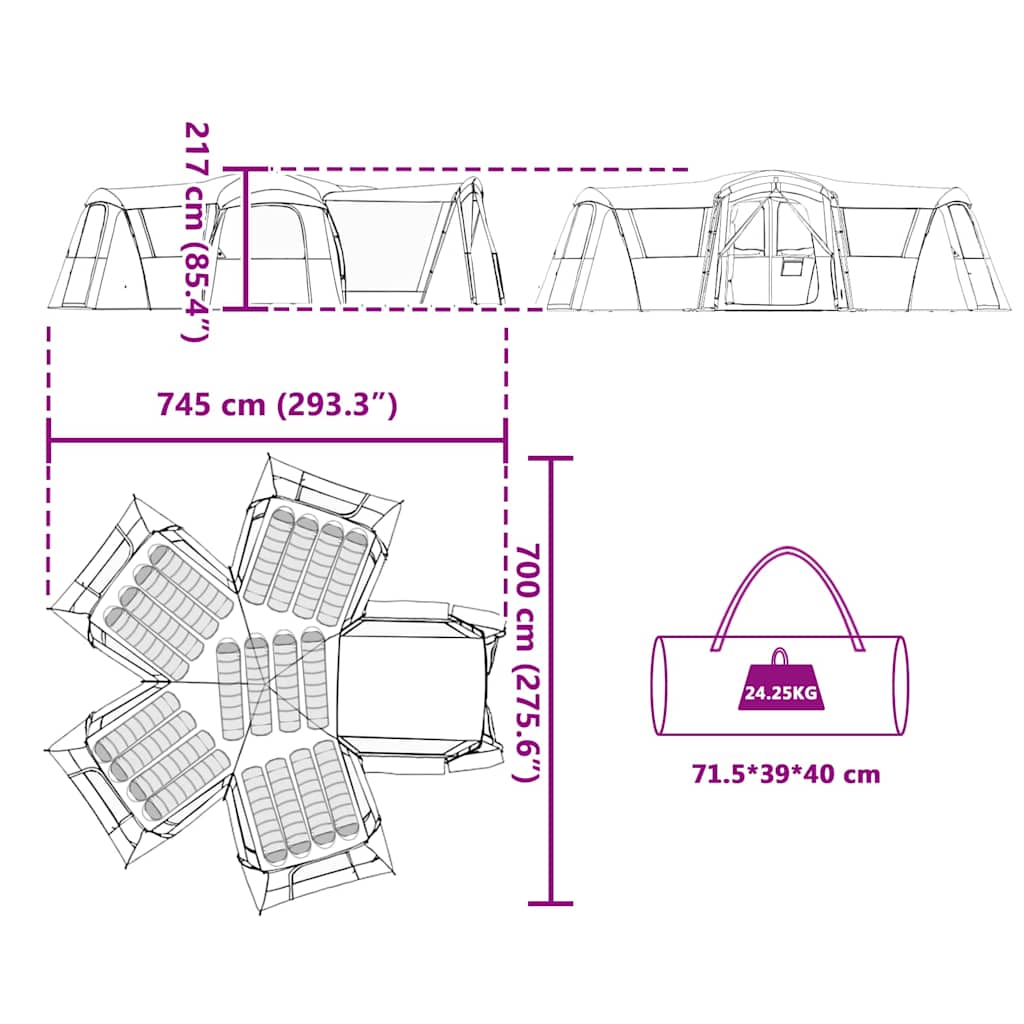 Gezinstent voor 20 personen Groen en Wit 745 x 700 x 217 cm is nu te koop bij PeponiXL, paradijselijk wonen!