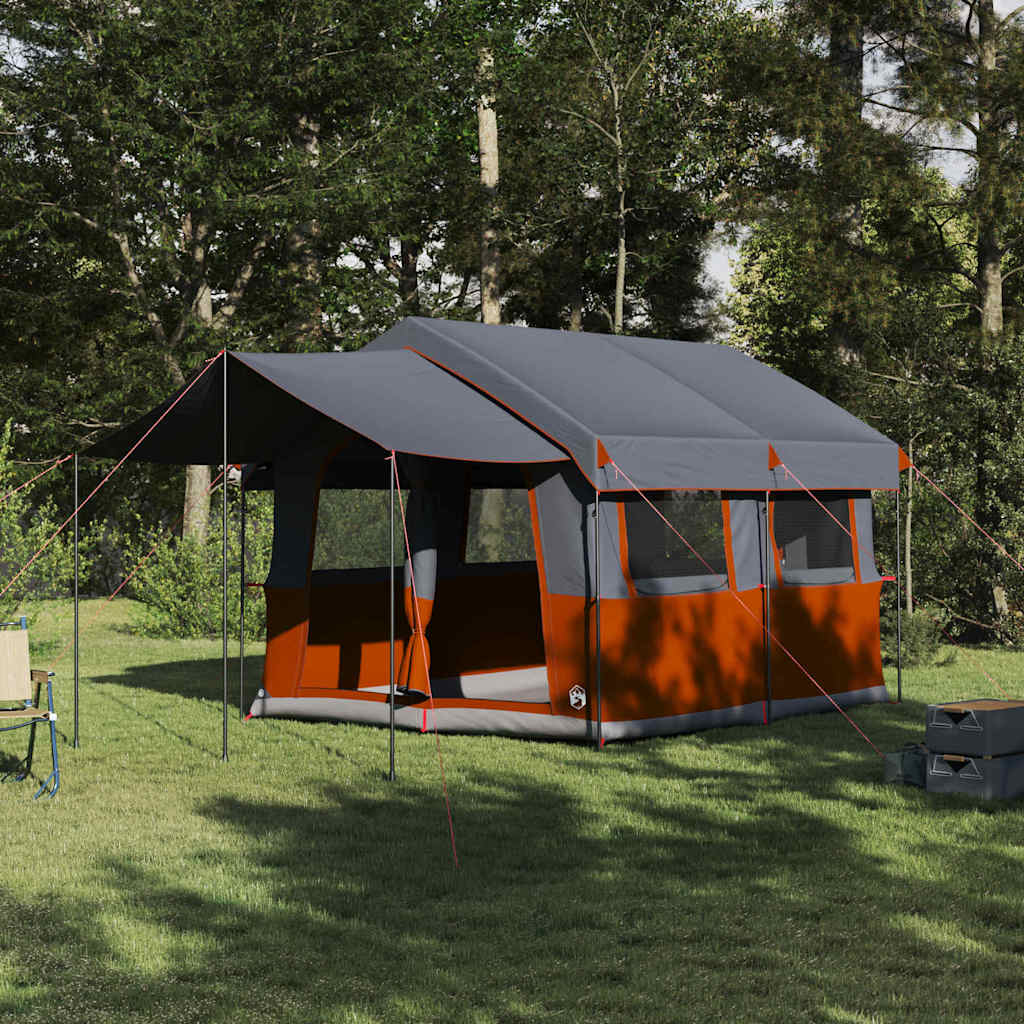 Familietent voor 4 Personen Grijs en Oranje 324 x 255 x 230 cm is nu te koop bij PeponiXL, paradijselijk wonen!