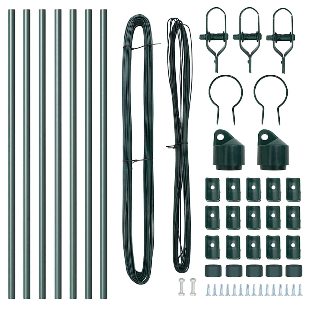 Afrasteringspaal 7 pcs Groen Staal is nu te koop bij PeponiXL, paradijselijk wonen!