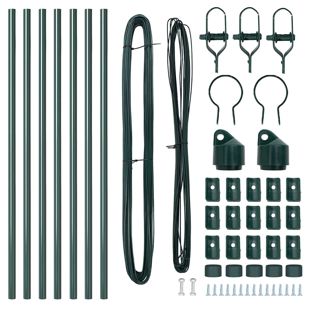 Afrasteringspaal 7 pcs Groen Staal is nu te koop bij PeponiXL, paradijselijk wonen!