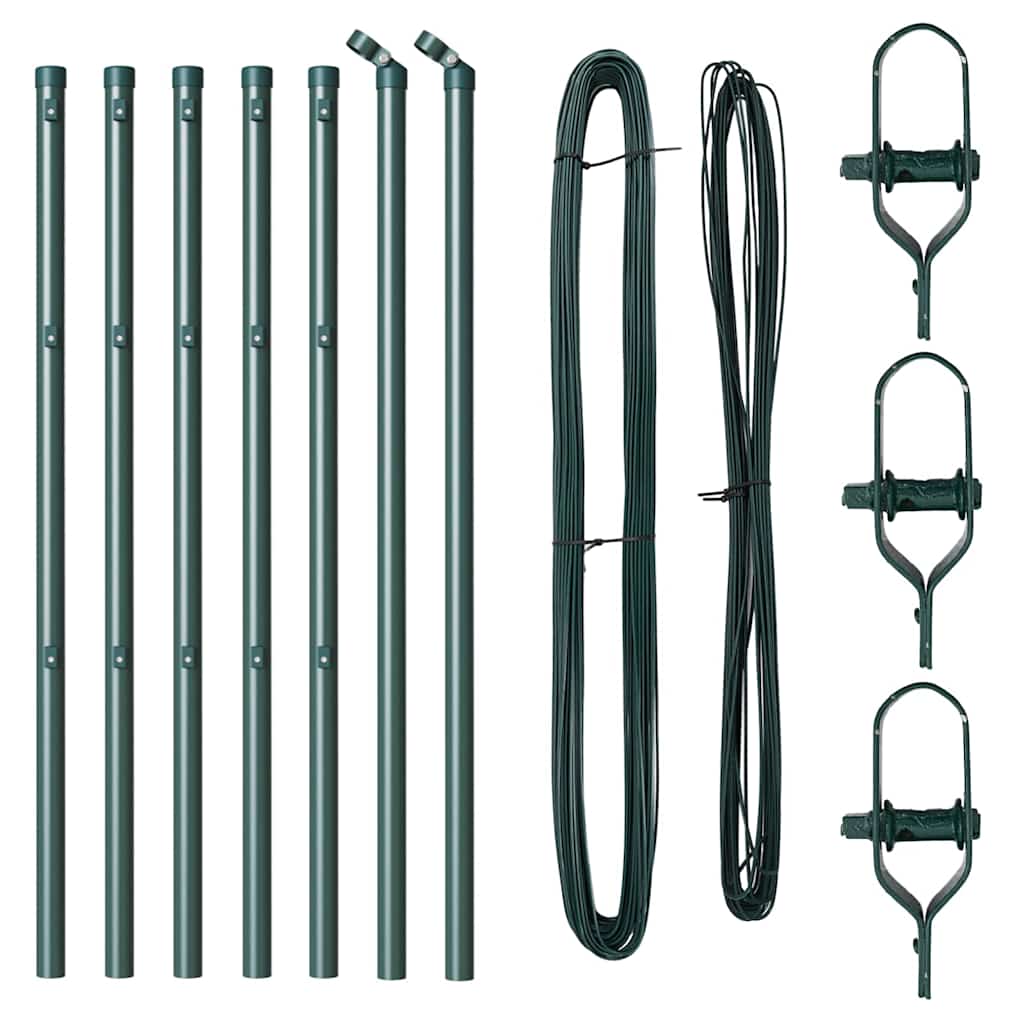 Afrasteringspaal 7 pcs Groen Staal is nu te koop bij PeponiXL, paradijselijk wonen!