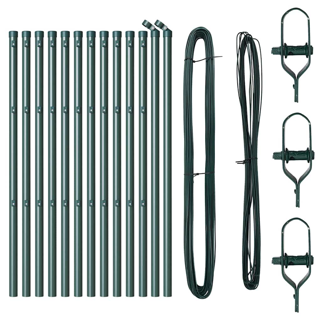 Afrasteringspaal 13 pcs Groen Staal is nu te koop bij PeponiXL, paradijselijk wonen!