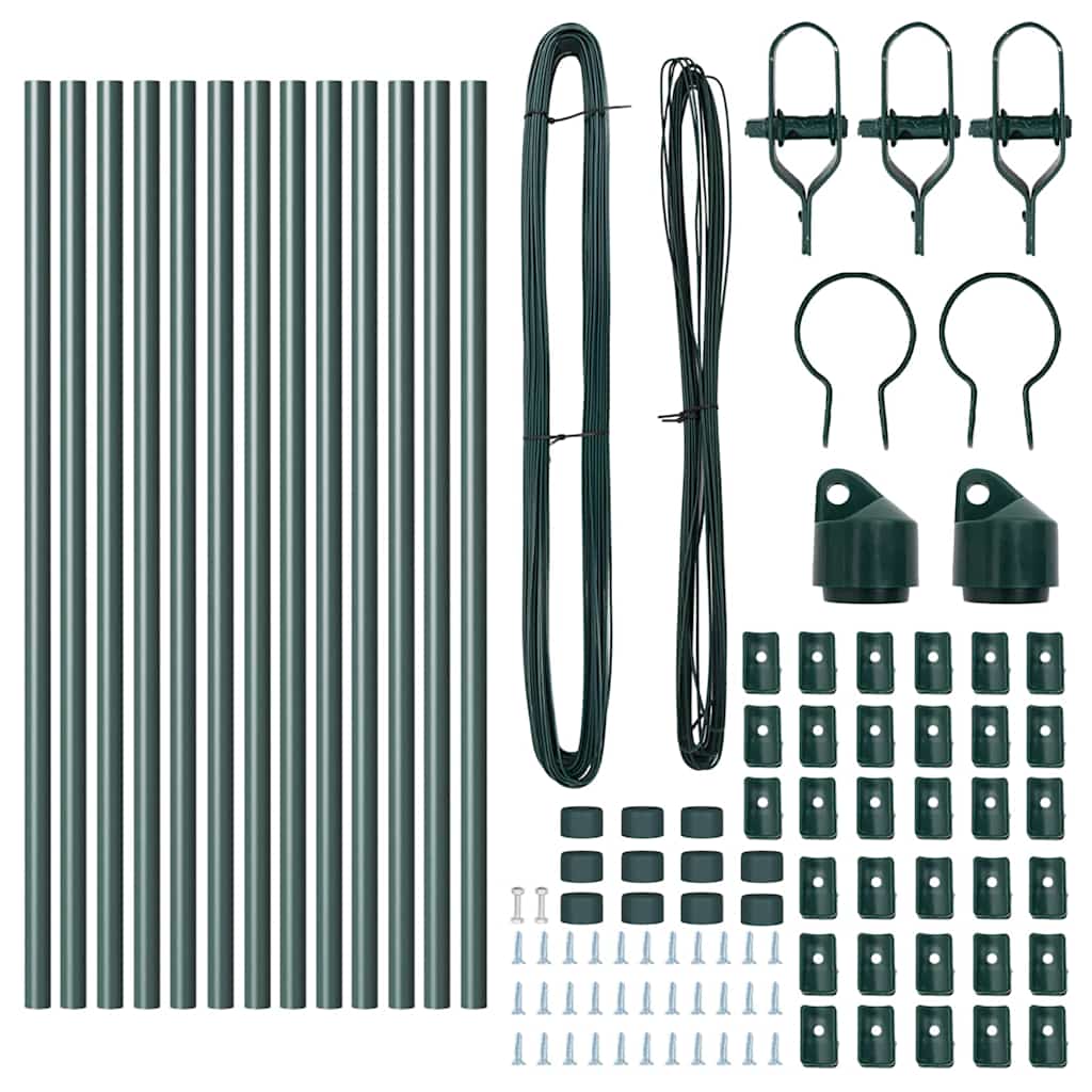 Afrasteringspaal 13 pcs Groen Staal is nu te koop bij PeponiXL, paradijselijk wonen!
