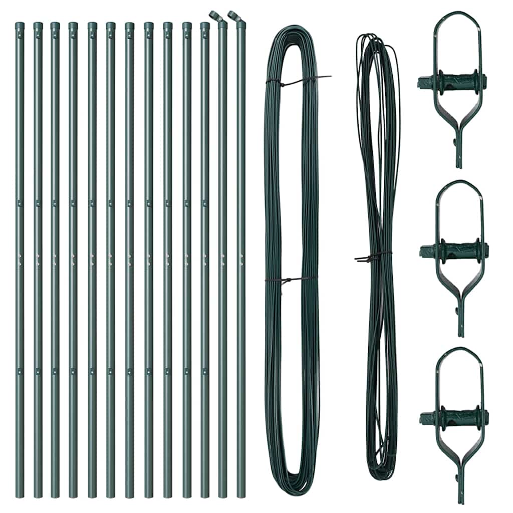 Afrasteringspaal 13 pcs Groen Staal is nu te koop bij PeponiXL, paradijselijk wonen!