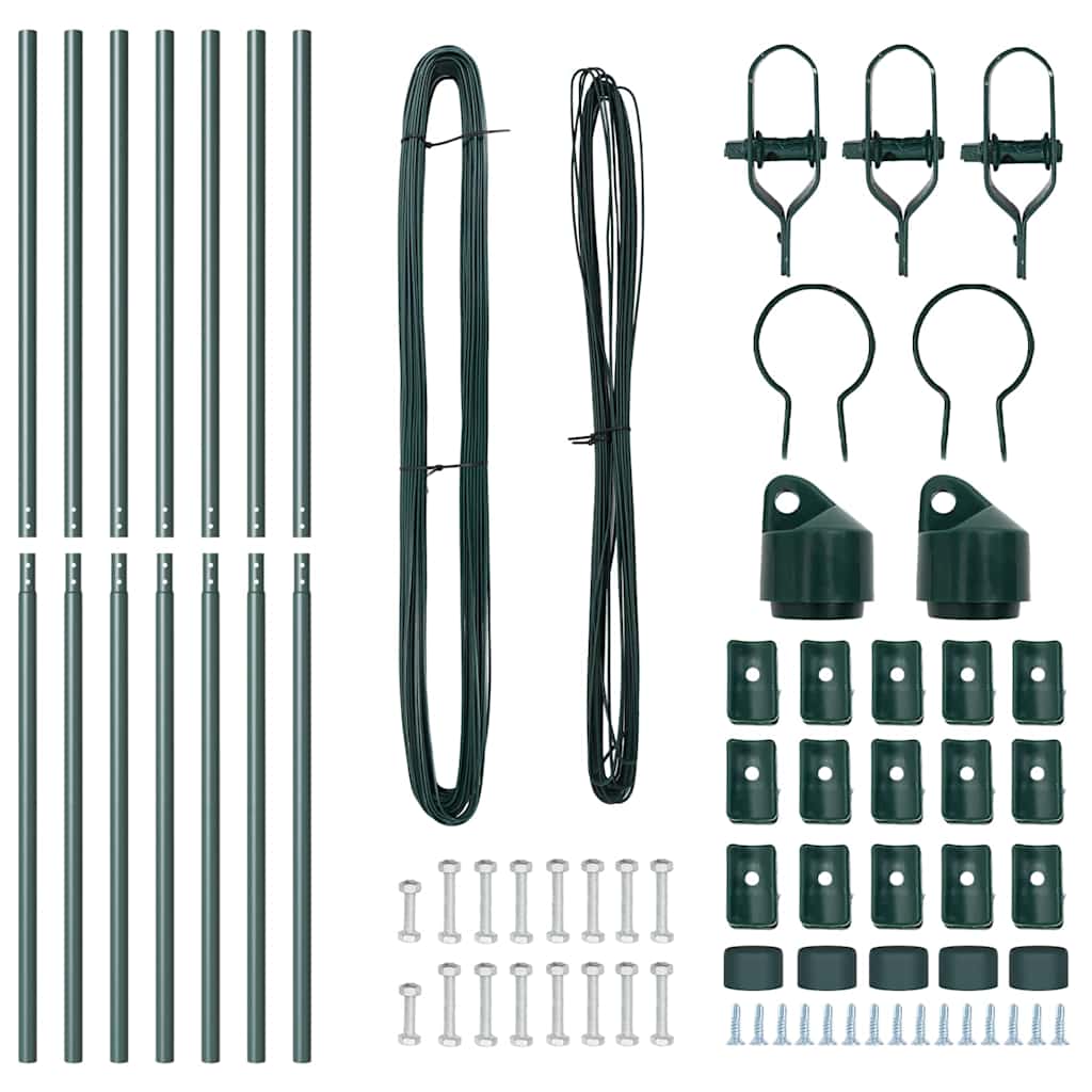 Afrasteringspaal 7 pcs Groen Staal is nu te koop bij PeponiXL, paradijselijk wonen!
