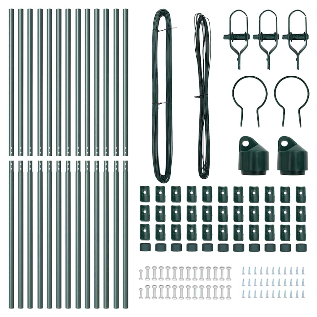 Afrasteringspaal 13 pcs Groen Staal is nu te koop bij PeponiXL, paradijselijk wonen!