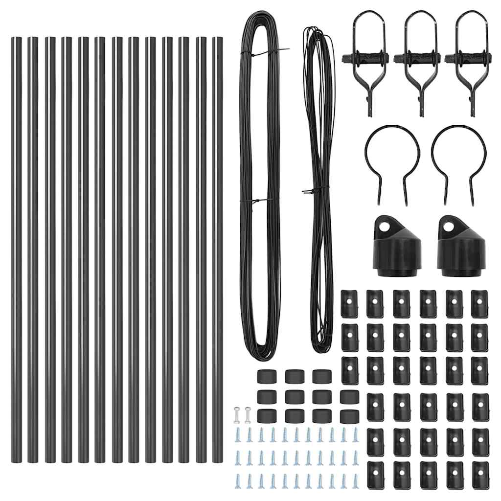 Afrasteringspaal 13 pcs Grijs Staal is nu te koop bij PeponiXL, paradijselijk wonen!