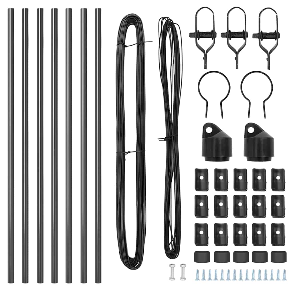 Afrasteringspaal 7 pcs Grijs Staal is nu te koop bij PeponiXL, paradijselijk wonen!