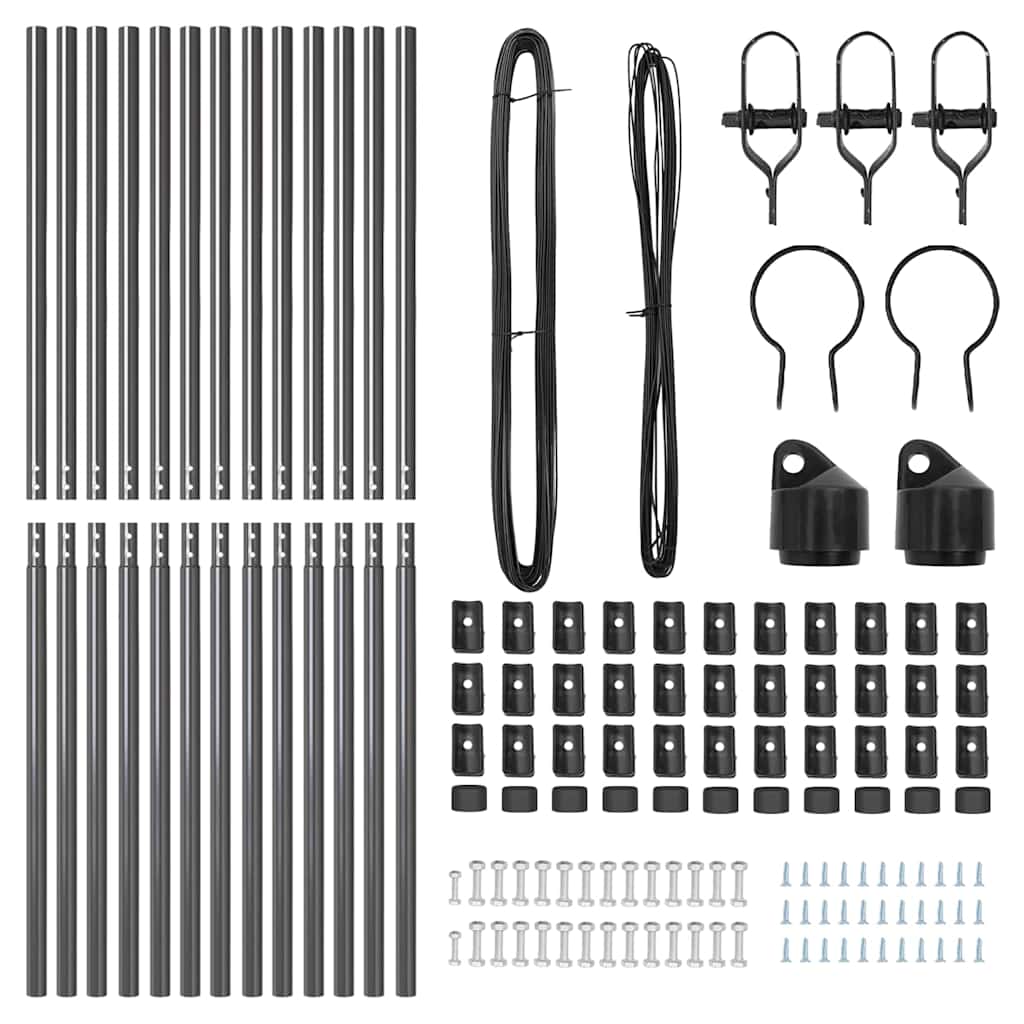Afrasteringspaal 13 pcs Grijs Staal is nu te koop bij PeponiXL, paradijselijk wonen!
