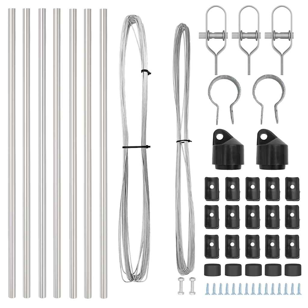 Afrasteringspaal 7 pcs Zilver Staal is nu te koop bij PeponiXL, paradijselijk wonen!