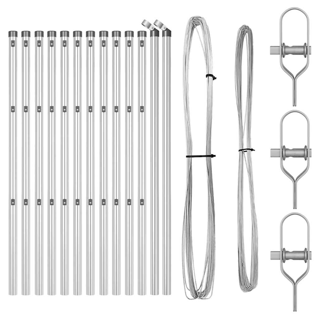 Afrasteringspaal 13 pcs Zilver Staal is nu te koop bij PeponiXL, paradijselijk wonen!