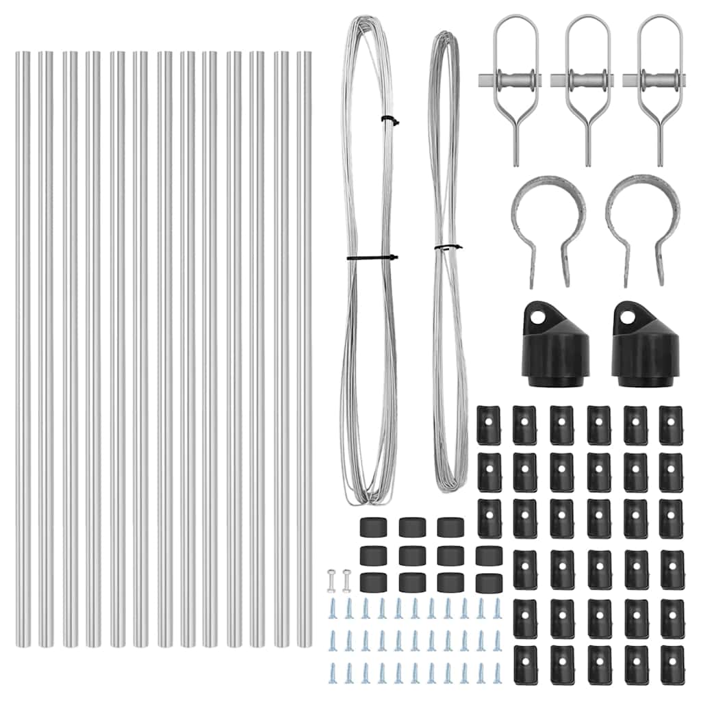 Afrasteringspaal 13 pcs Zilver Staal is nu te koop bij PeponiXL, paradijselijk wonen!