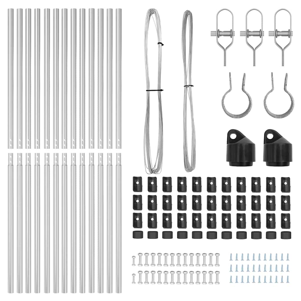 Afrasteringspaal 13 pcs Zilver Staal is nu te koop bij PeponiXL, paradijselijk wonen!