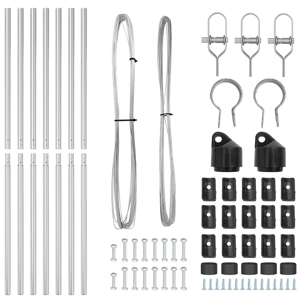 Afrasteringspaal 7 pcs Zilver Staal is nu te koop bij PeponiXL, paradijselijk wonen!