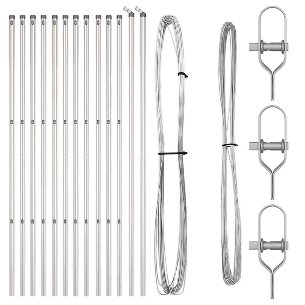 Afrasteringspaal 13 pcs Zilver Staal is nu te koop bij PeponiXL, paradijselijk wonen!