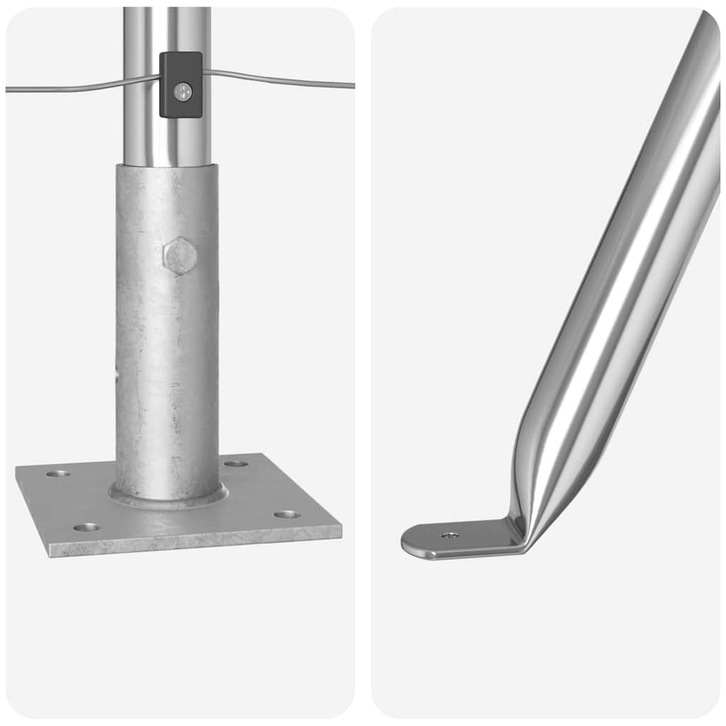 Hekpaal met betonnen voet 7 st zilver Gepoedercoat staal is nu te koop bij PeponiXL, paradijselijk wonen!