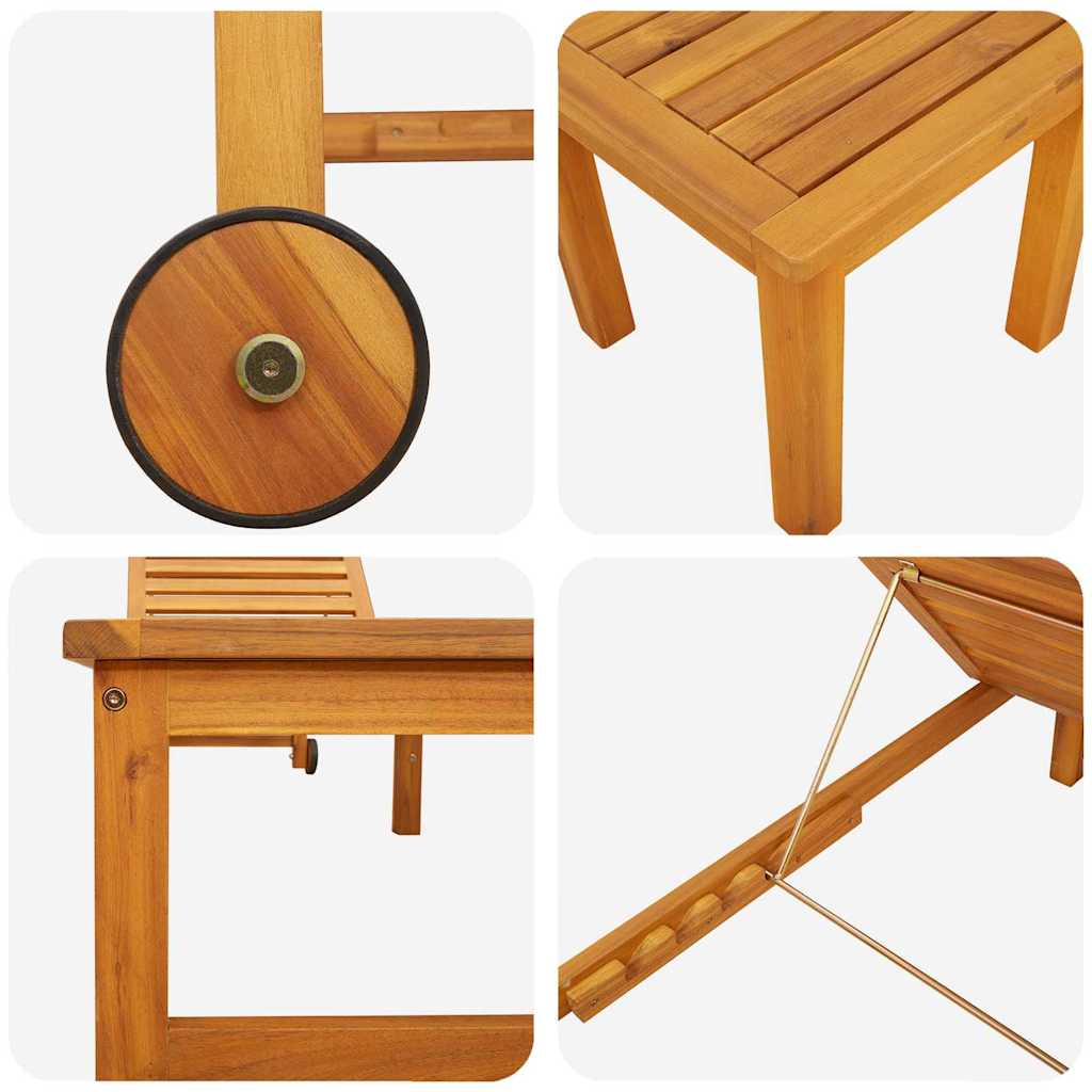 Ligstoel 3 pcs Bruin Massief Acaciahout is nu te koop bij PeponiXL, paradijselijk wonen!