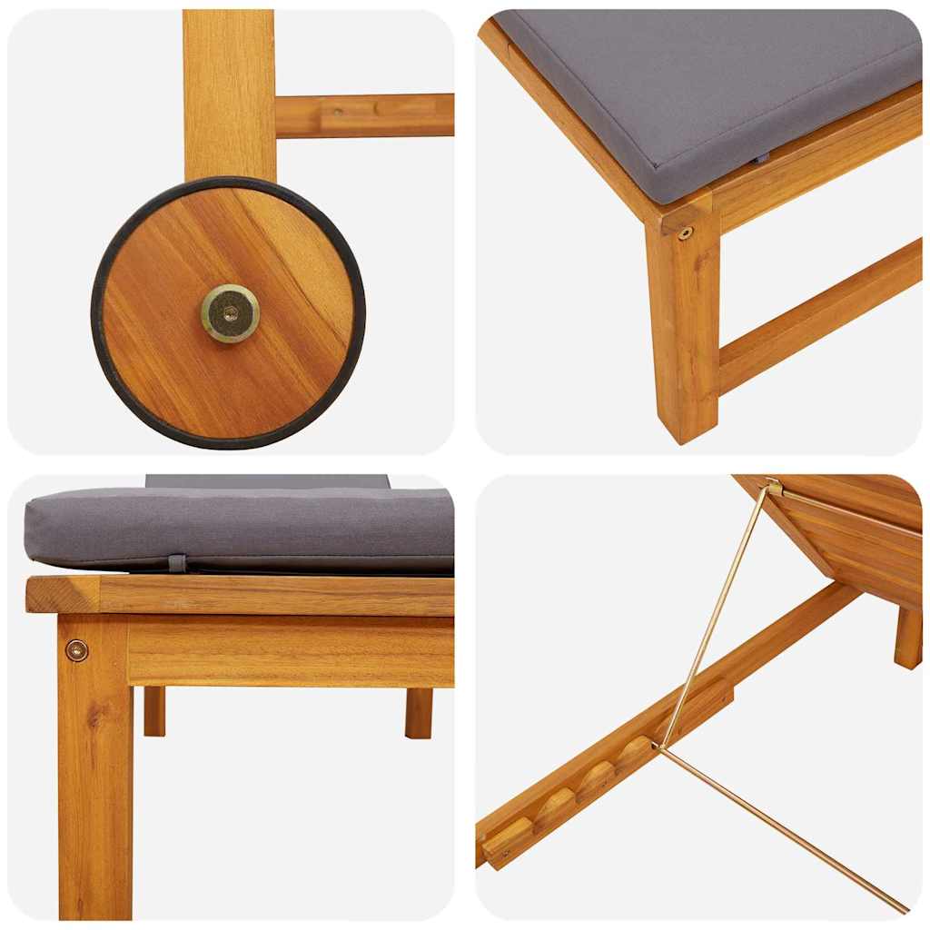 Ligstoel 2 pcs Bruin 202 x 53 x 89 cm Massief Acaciahout is nu te koop bij PeponiXL, paradijselijk wonen!