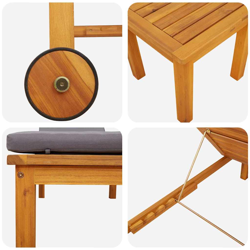 Ligstoel 3 pcs Bruin Massief Acaciahout is nu te koop bij PeponiXL, paradijselijk wonen!