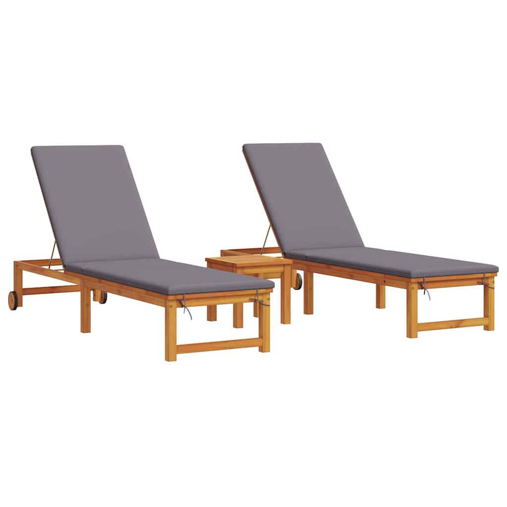 Ligstoel 3 pcs Bruin Massief Acaciahout is nu te koop bij PeponiXL, paradijselijk wonen!