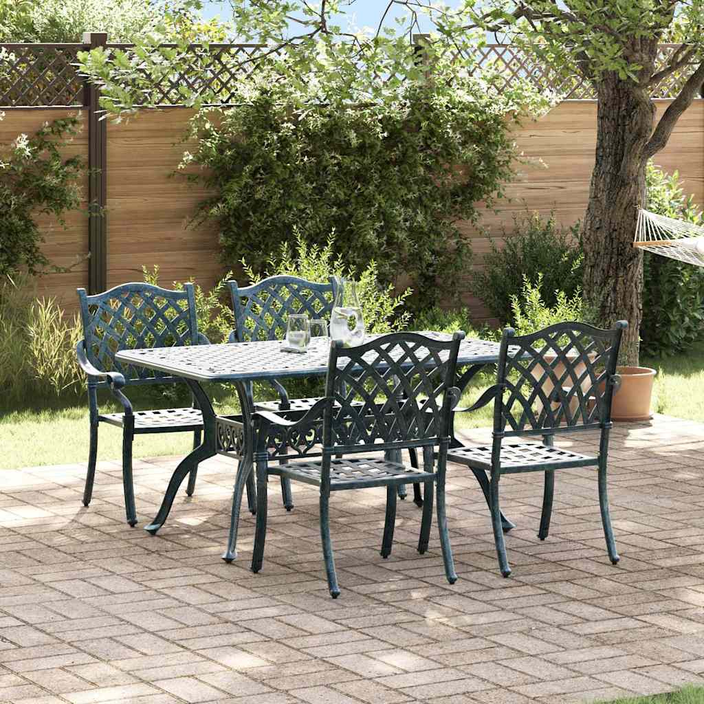 Tuin eettafelset 5 pcs Groen Aluminium