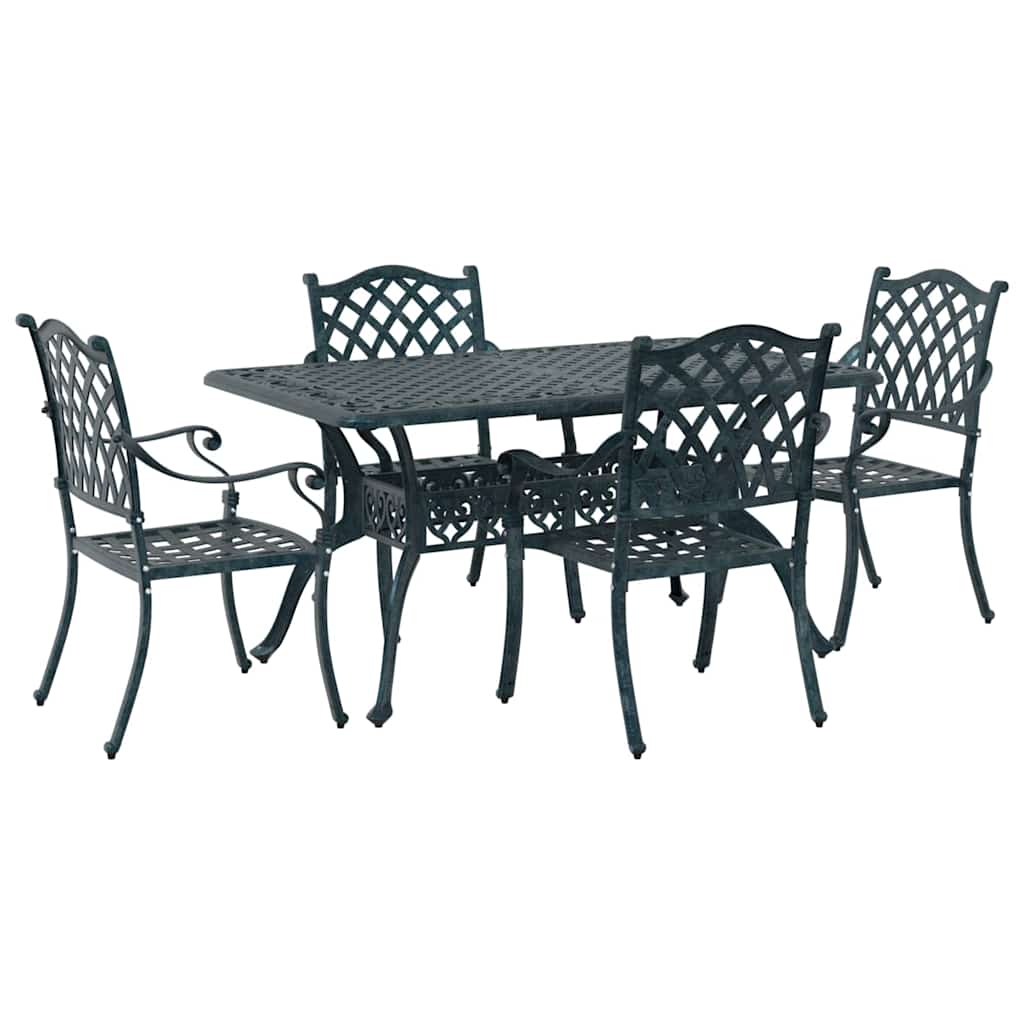 Tuin eettafelset 5 pcs Groen Aluminium