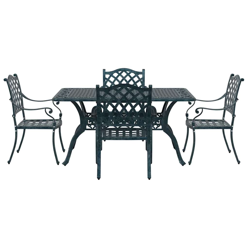 Tuin eettafelset 5 pcs Groen Aluminium