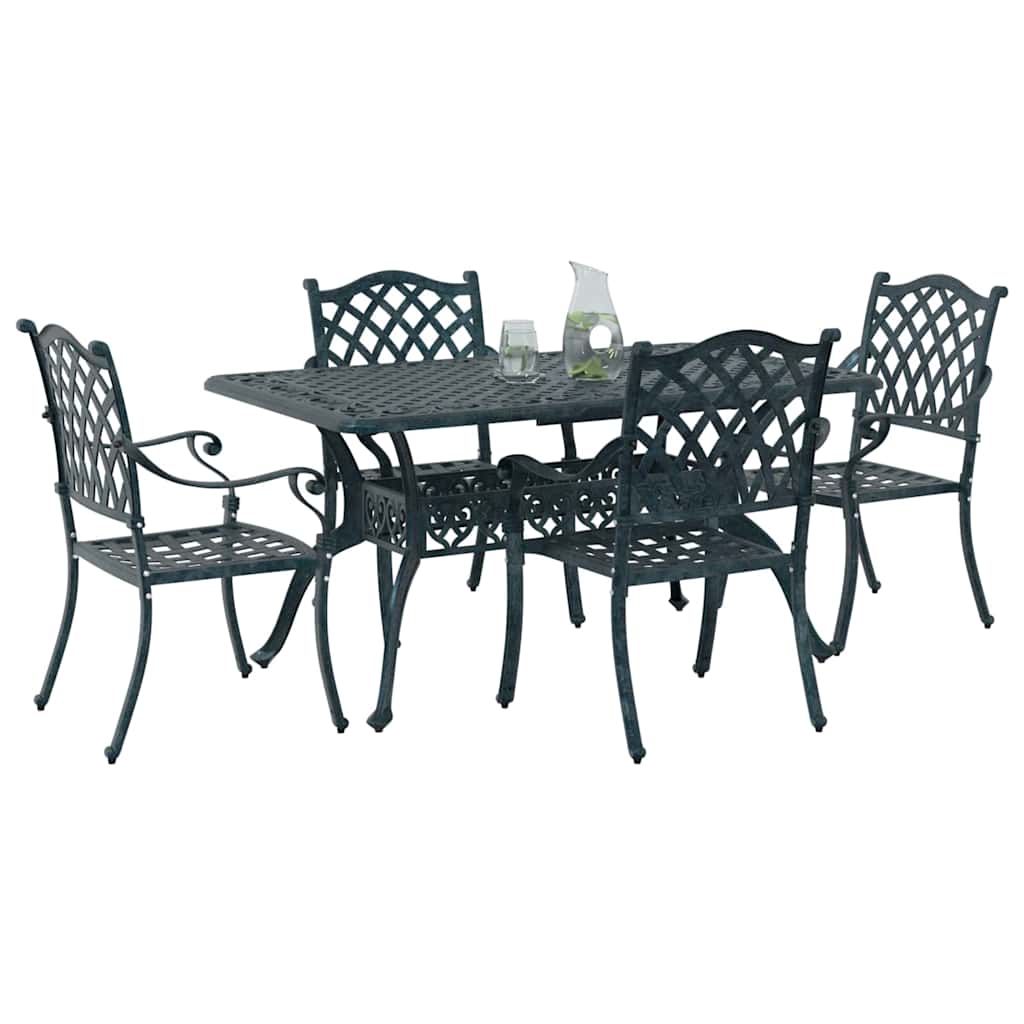 Tuin eettafelset 5 pcs Groen Aluminium