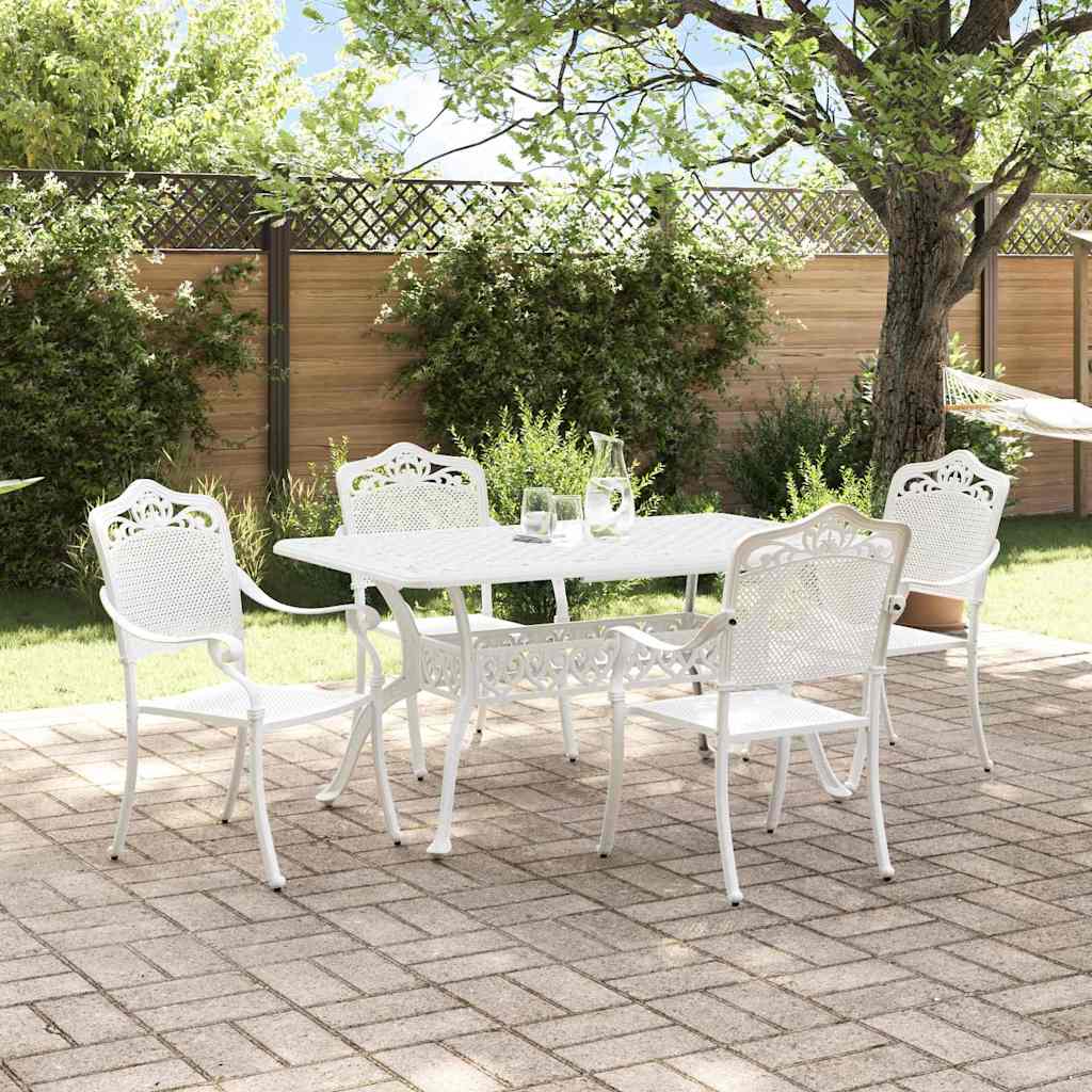 Tuin eettafelset 5 pcs Wit Aluminium