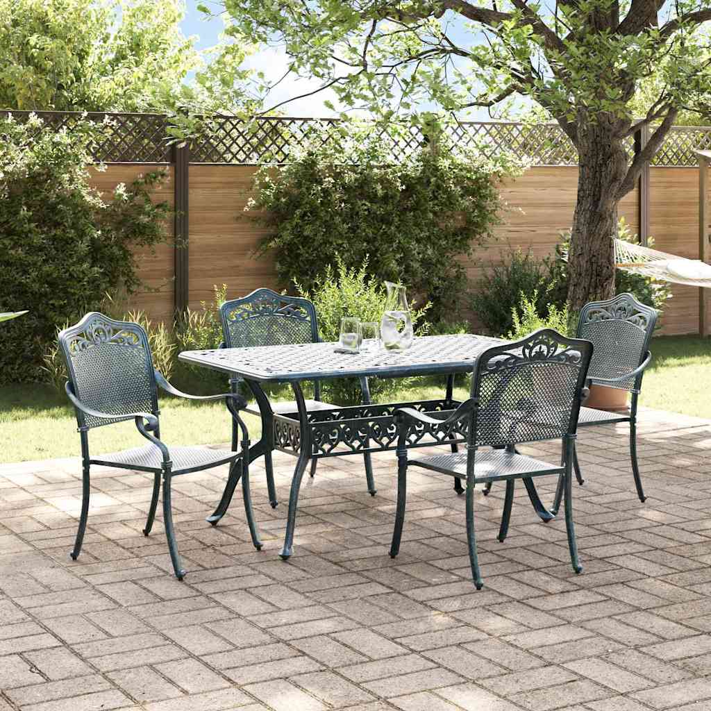 Tuin eettafelset 5 pcs Groen Aluminium