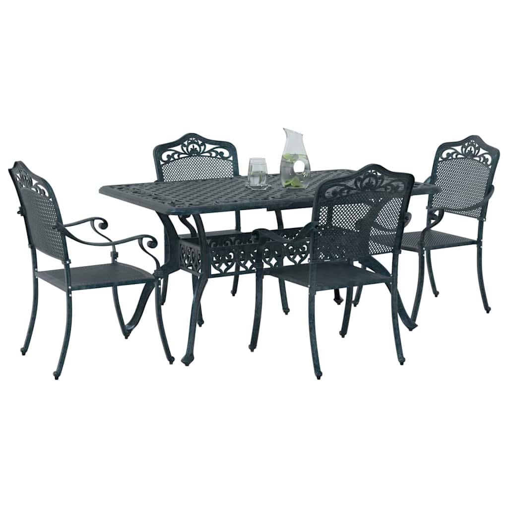 Tuin eettafelset 5 pcs Groen Aluminium