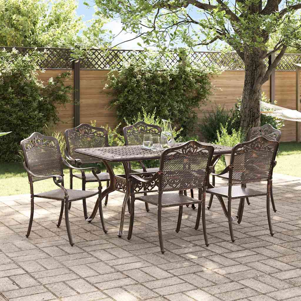 Tuin eettafelset 7 pcs Brons Aluminium is nu te koop bij PeponiXL, paradijselijk wonen!