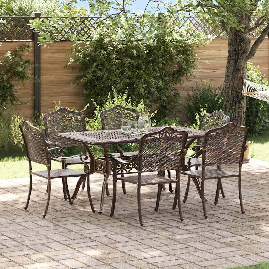 Tuin eettafelset 7 pcs Brons Aluminium is nu te koop bij PeponiXL, paradijselijk wonen!