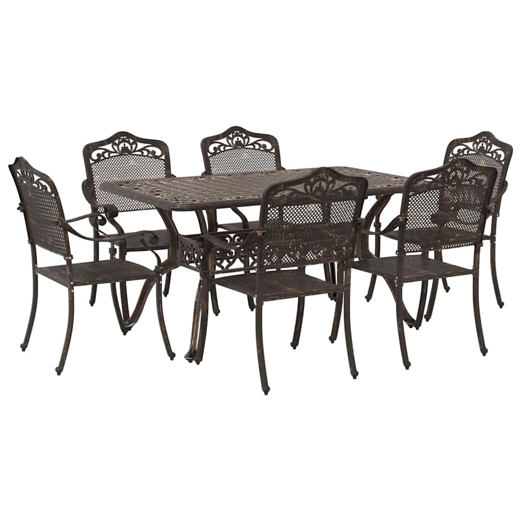Tuin eettafelset 7 pcs Brons Aluminium is nu te koop bij PeponiXL, paradijselijk wonen!