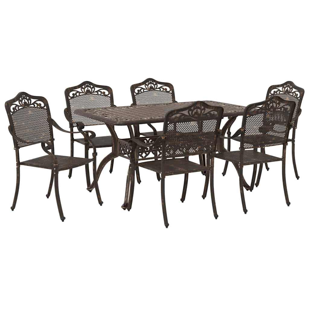 Tuin eettafelset 7 pcs Brons Aluminium is nu te koop bij PeponiXL, paradijselijk wonen!