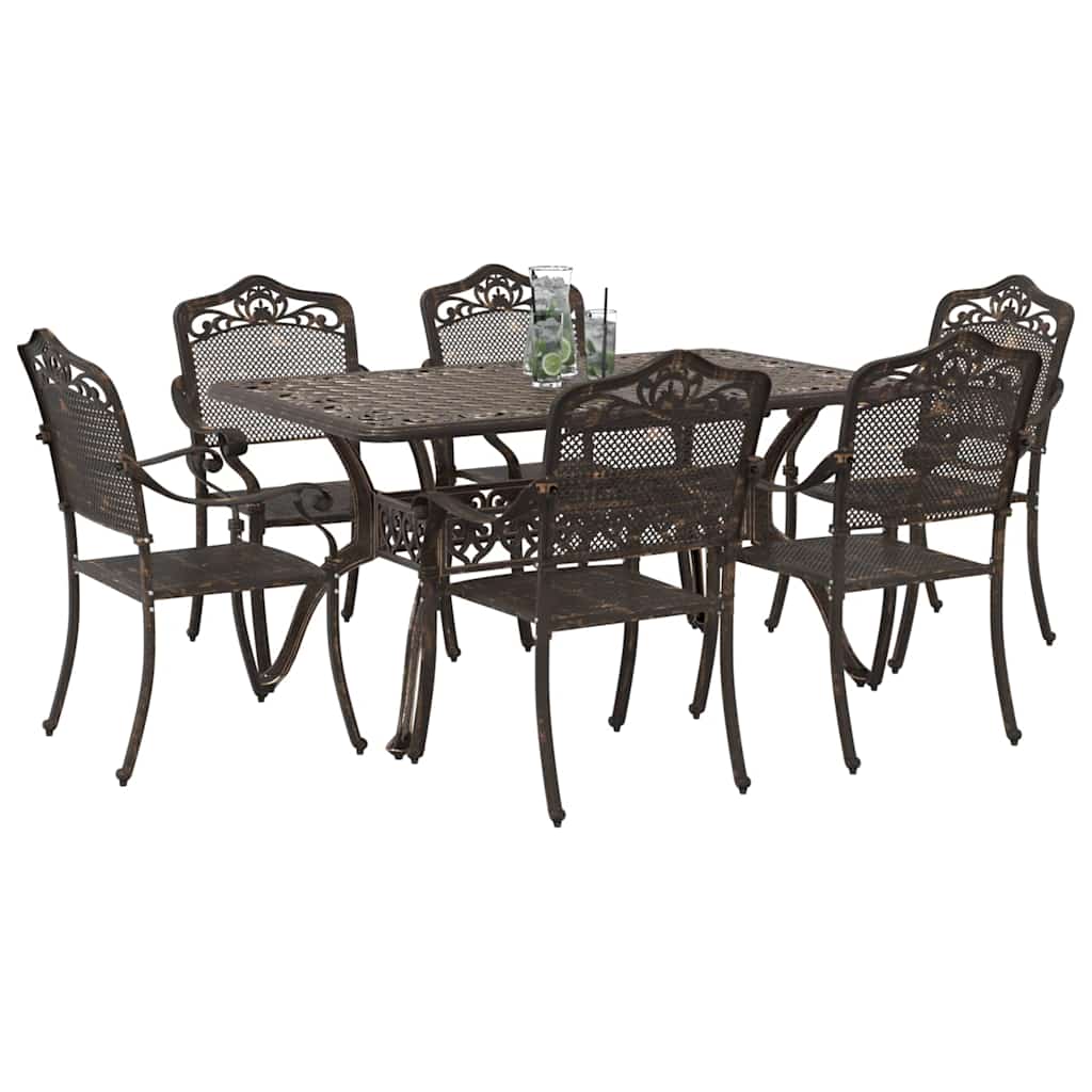 Tuin eettafelset 7 pcs Brons Aluminium is nu te koop bij PeponiXL, paradijselijk wonen!