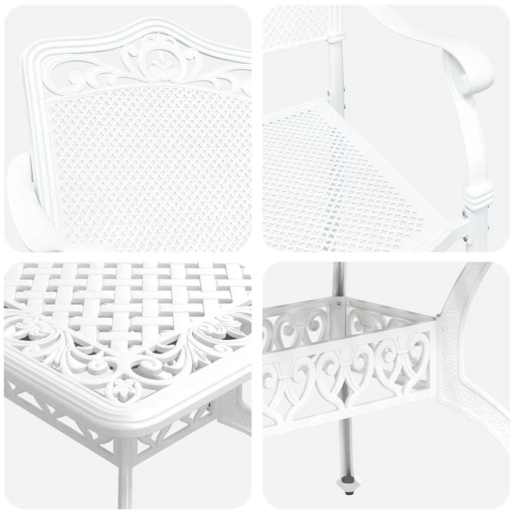 Tuin eettafelset 7 pcs Wit Aluminium