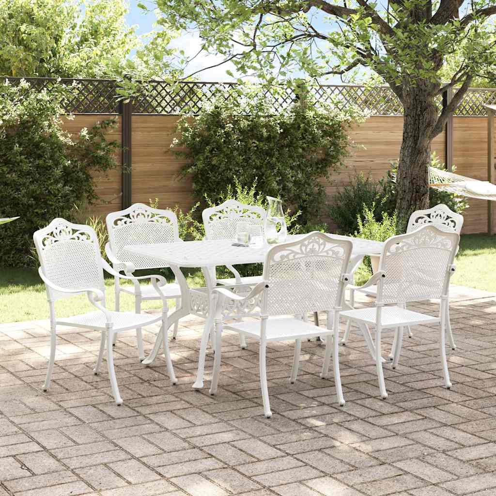 Tuin eettafelset 7 pcs Wit Aluminium