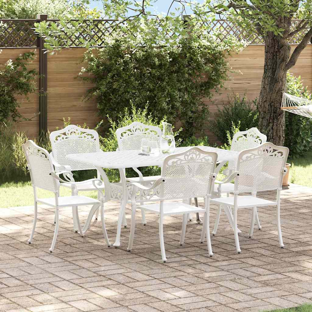 Tuin eettafelset 7 pcs Wit Aluminium