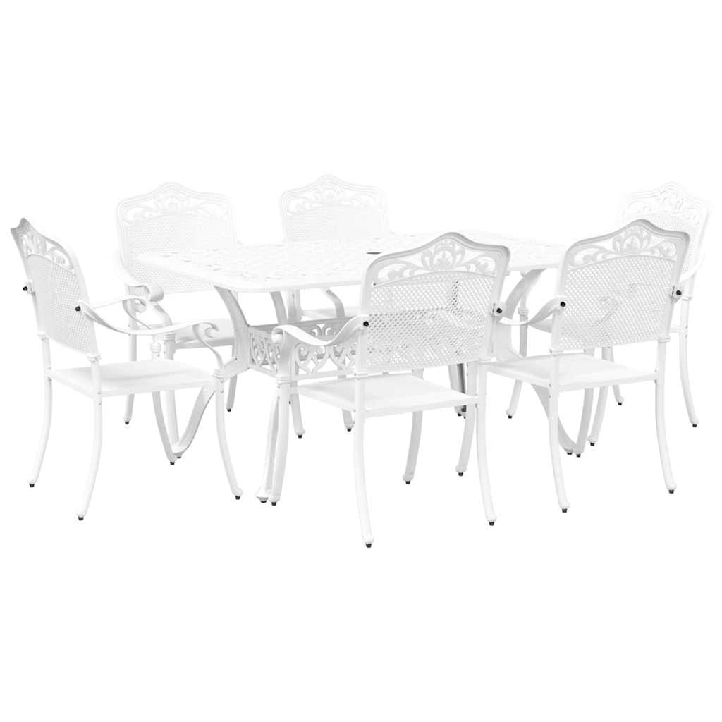 Tuin eettafelset 7 pcs Wit Aluminium