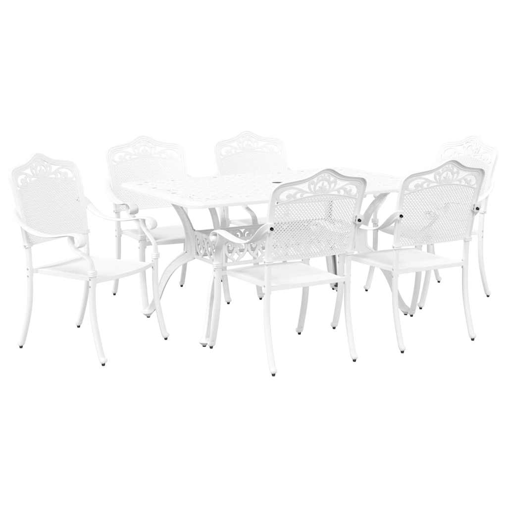 Tuin eettafelset 7 pcs Wit Aluminium