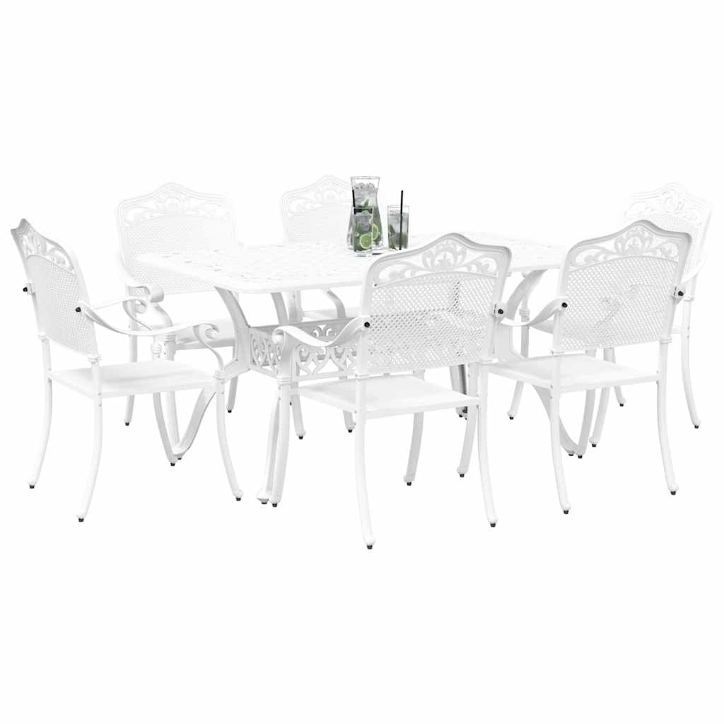 Tuin eettafelset 7 pcs Wit Aluminium